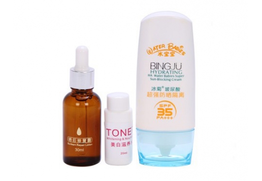 冰菊 玻尿酸超强防晒隔离3件套图片